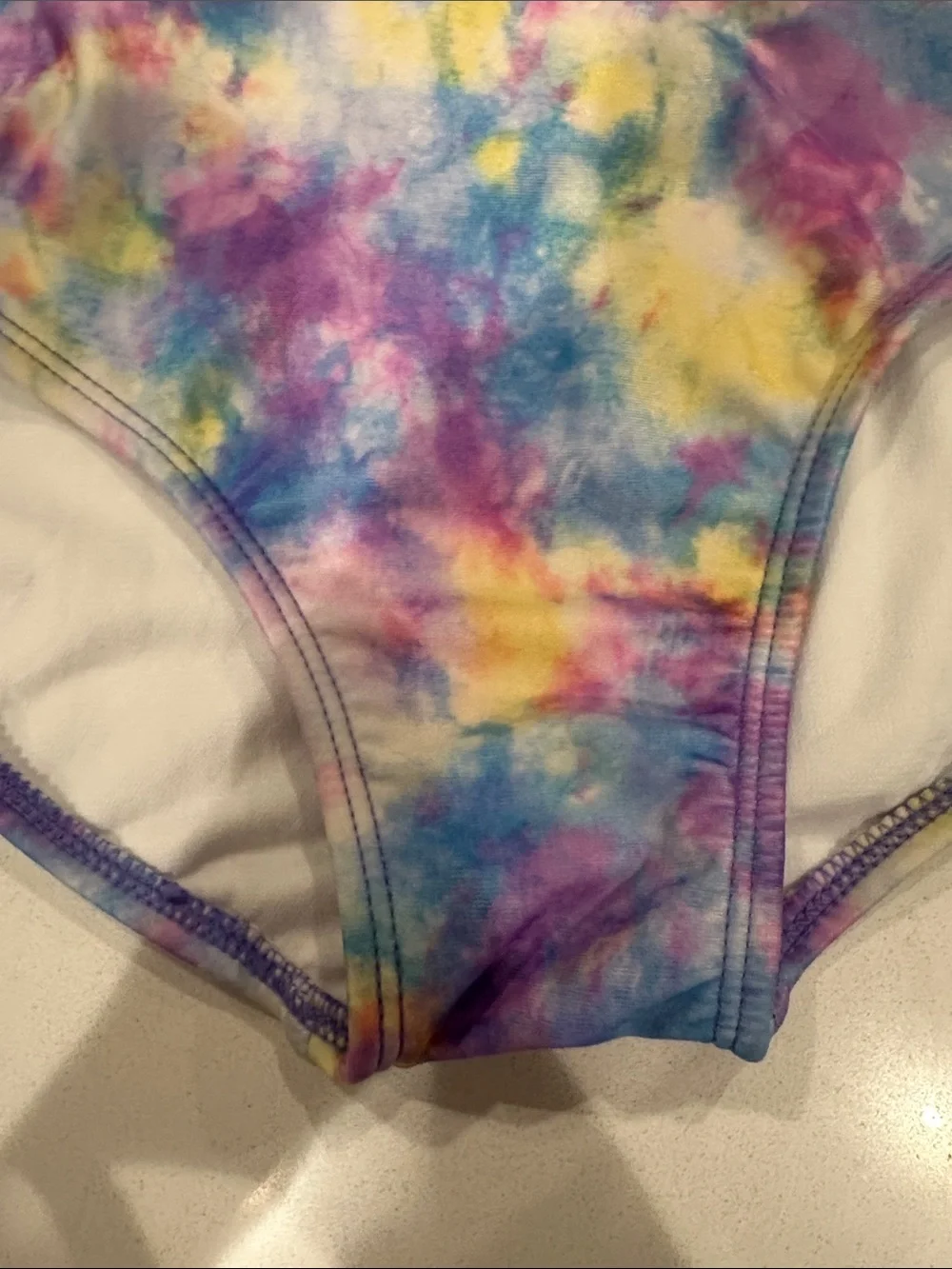 art class Girls Tie-Dye One-Piece Swimsuit in Purple, Blue, Yellow, Pink